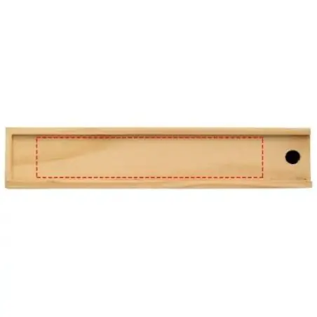 Set 12 lápices colores estuche madera tapa regla deslizante