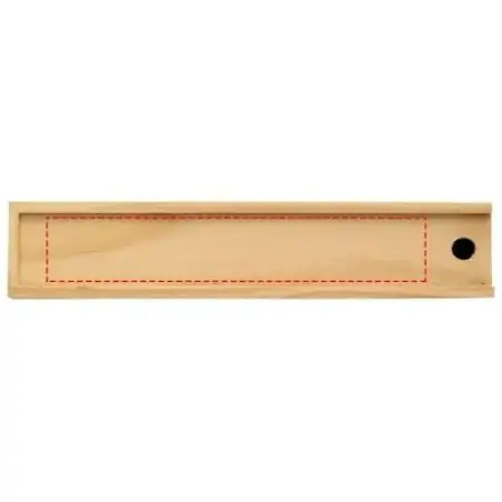 Set 12 lápices colores estuche madera tapa regla deslizante