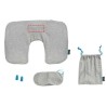 Set viaje cojín cervical antifaz tapones bolsa cian - Imagen 10