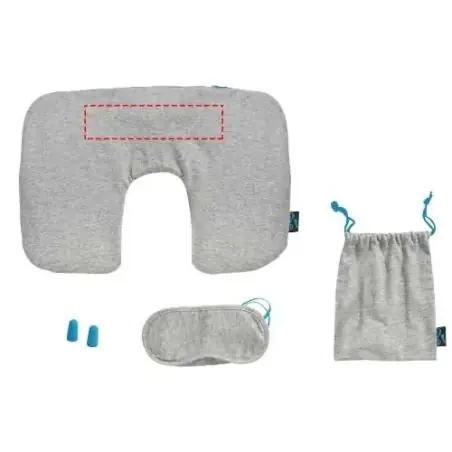 Set viaje cojín cervical antifaz tapones bolsa cian