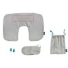 Set viaje cojín cervical antifaz tapones bolsa cian - Imagen 11