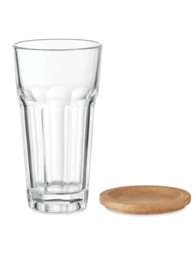 Vaso con tapa/posavasos bambú kuhok