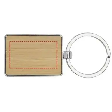 Llavero rectangular bambú metal 5 x 3 cm