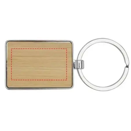 Llavero rectangular bambú metal 5 x 3 cm