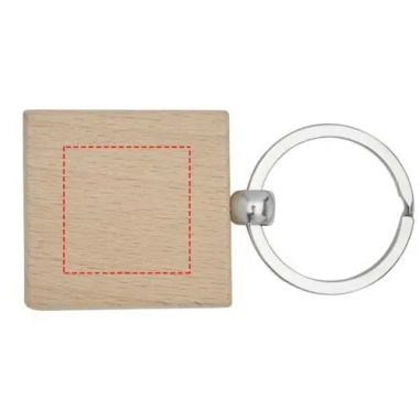 Llavero cuadrado madera haya 4 x 4 cm