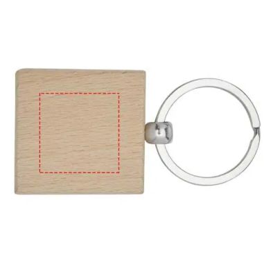 Llavero cuadrado madera haya 4 x 4 cm