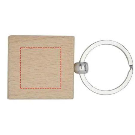 Llavero cuadrado madera haya 4 x 4 cm