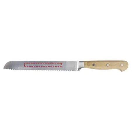 Tabla de pan de bambú con cuchillo y bandeja