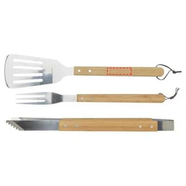 Set barbacoa bambú 3 piezas caja regalo