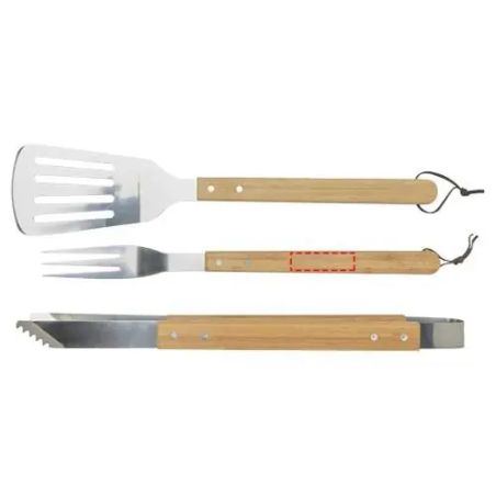 Set barbacoa bambú 3 piezas caja regalo