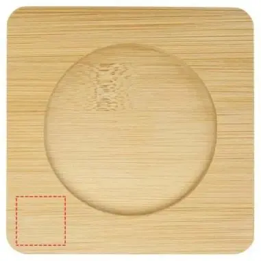Set 2 tazas borosilicato 250 ml posavasos bambú
