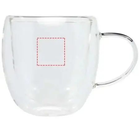 Set 2 tazas borosilicato 250 ml posavasos bambú