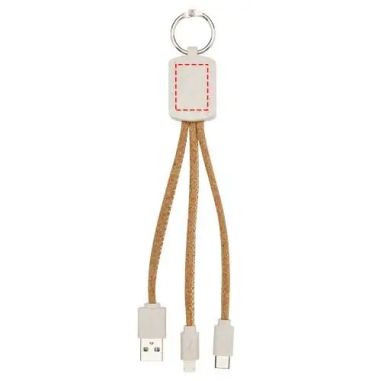 Cable llavero 3 en 1 corcho y paja de trigo
