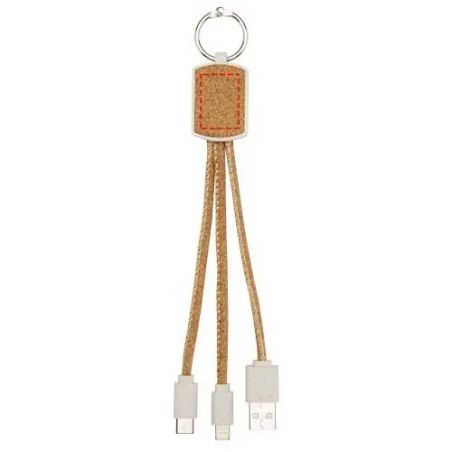 Cable llavero 3 en 1 corcho y paja de trigo