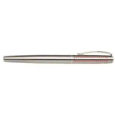 Set bolígrafo roller acero inox reciclado caja 16x5x3cm