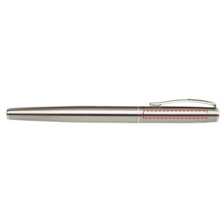 Set bolígrafo roller acero inox reciclado caja 16x5x3cm