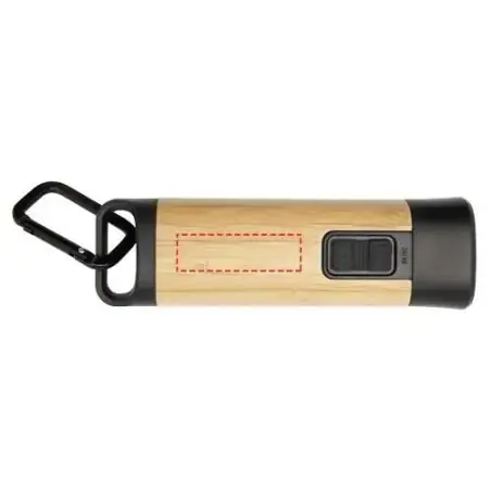 Linterna ABS reciclado bambú LED mosquetón 15 cm