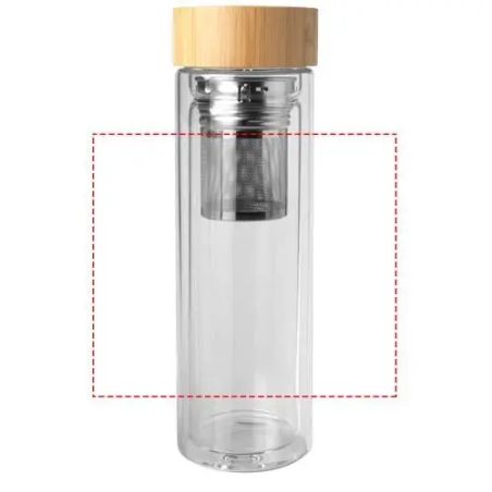 Botella de borosilicato de 400 ml con infusor y bambú