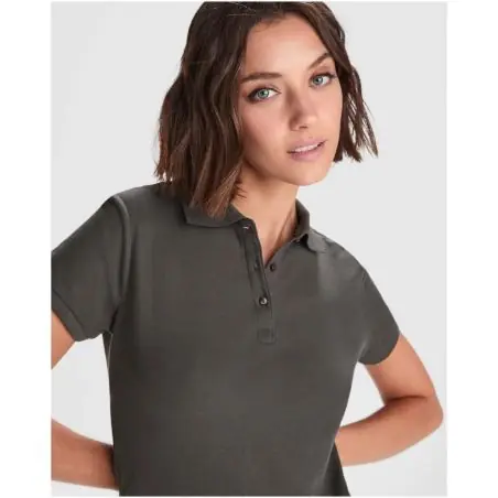 Polo mujer manga corta ajustado canalé lavable 60°