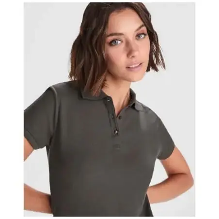 Polo mujer manga corta ajustado canalé lavable 60°
