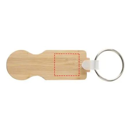 Llavero de bambú con moneda para carrito