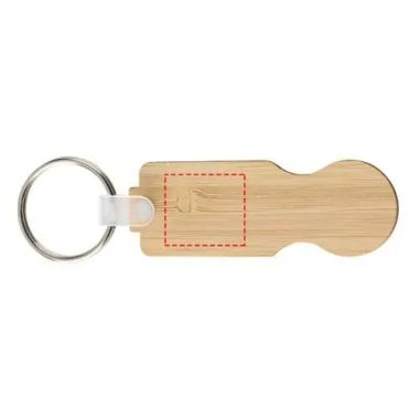 Llavero de bambú con moneda para carrito
