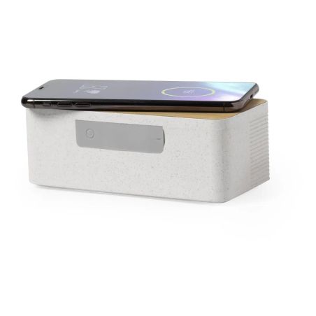 Altavoz cargador inalámbrico bambú caña trigo 10W 3W