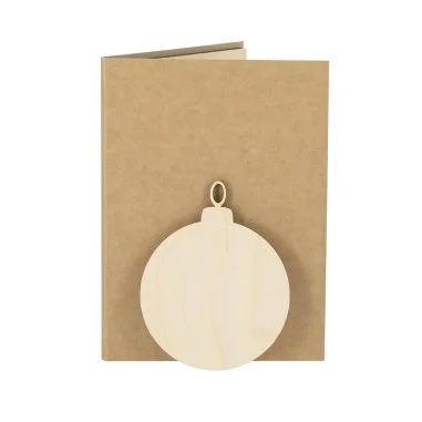 Postal navideña semillas pino adorno madera