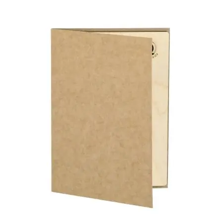 Postal navideña semillas pino adorno madera