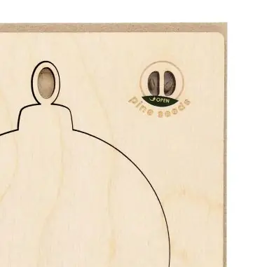 Postal navideña semillas pino adorno madera