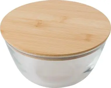 Ensaladera borosilicato 1200 ml con tapa de bambú