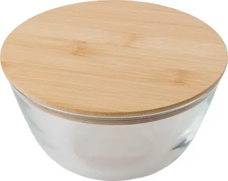 Ensaladera borosilicato 1200 ml con tapa de bambú