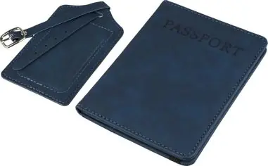 Set porta pasaporte PU reciclado y etiqueta