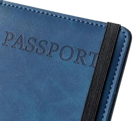 Set porta pasaporte PU reciclado y etiqueta