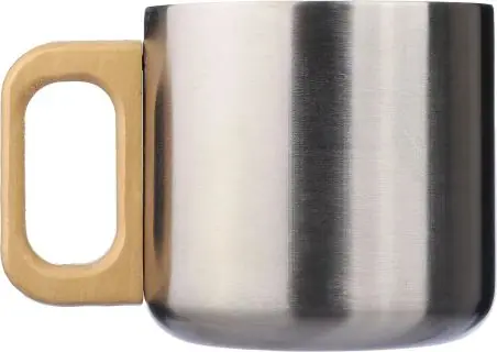 Taza termo acero reciclado 400 ml con asa de madera
