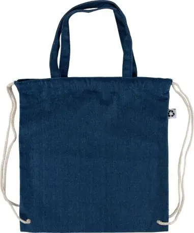 Bolsa mochila denim reciclado cordones 40x38 asas largas