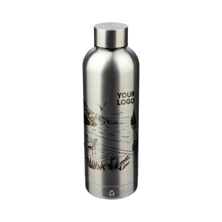 Botella acero reciclado doble pared 500 ml grabado y caja