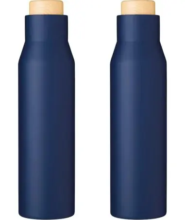 Botella termo acero 500 ml tapón símil bambú