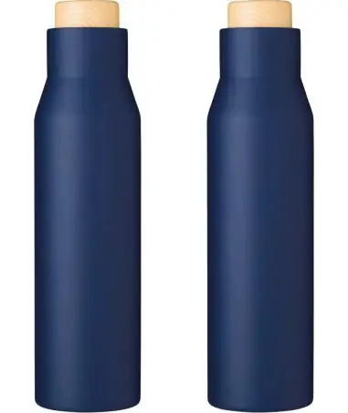 Botella termo acero 500 ml tapón símil bambú