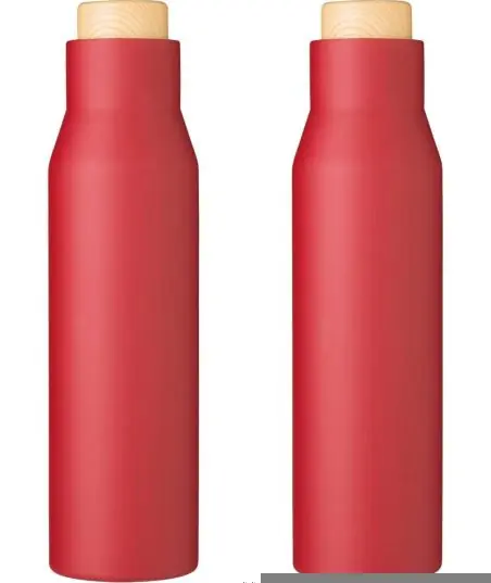 Botella termo acero 500 ml tapón símil bambú
