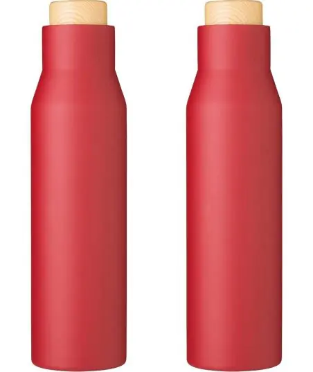 Botella termo acero 500 ml tapón símil bambú