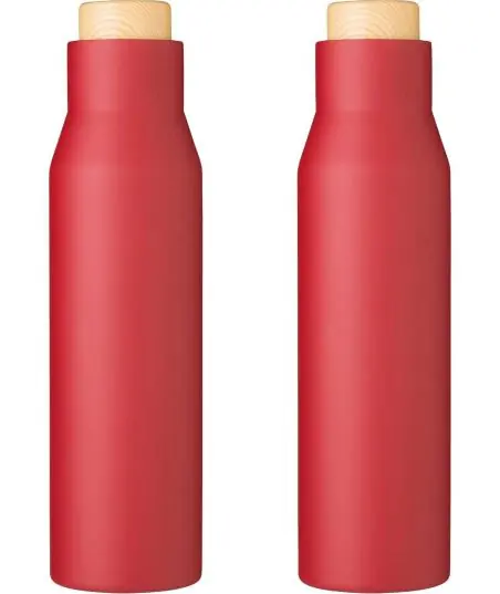 Botella termo acero 500 ml tapón símil bambú