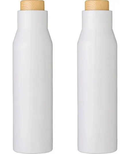 Botella termo acero 500 ml tapón símil bambú