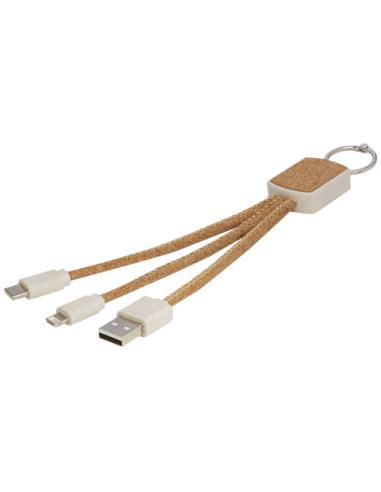 Cable de carga 3 en 1 de paja de trigo y corcho personalizado RAHU