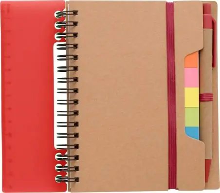Libreta reciclada espiral con adhesivos y regla
