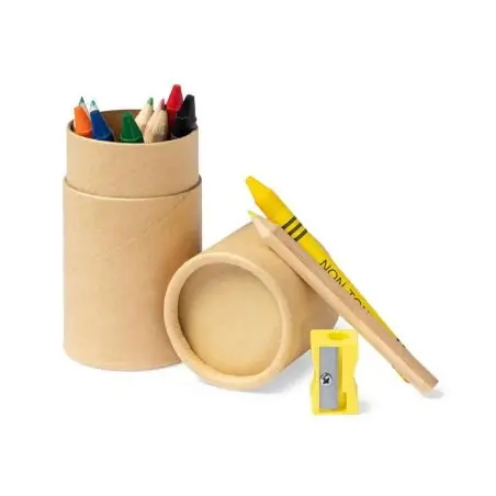 Set 13 piezas estuche cartón 6 lápices sacapuntas 6 ceras