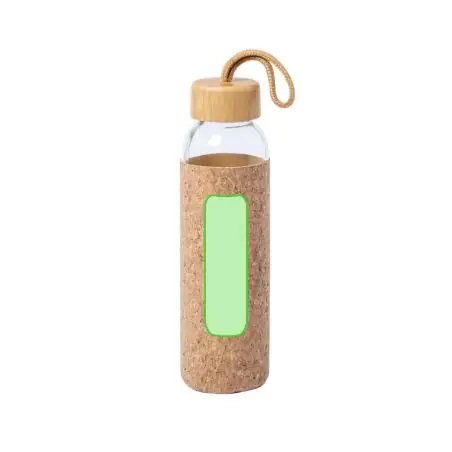 Bidón de cristal 500 ml con tapón de bambú