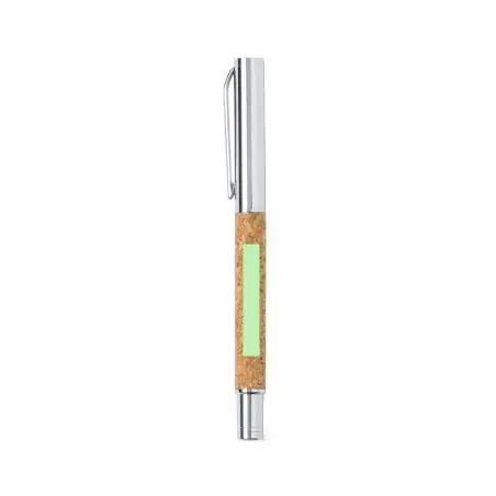Set bolígrafo roller corcho metal estuche