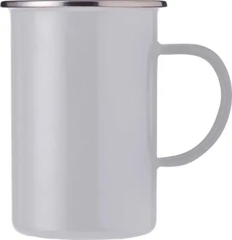 Taza esmaltada 450 ml borde acero inoxidable