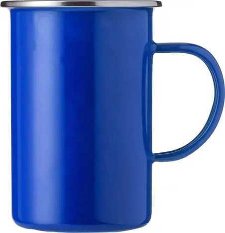 Taza esmaltada 450 ml borde acero inoxidable